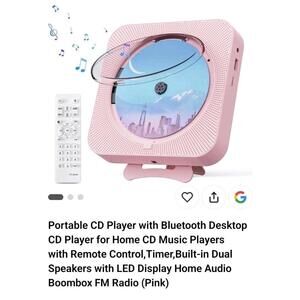 CD Player Portable Bluetooth 5.1 Desktop CD Player with HiFi Sound Speakers,R...